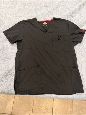 Dickies Black V-Neck Utility Scrub Top